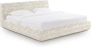 Tov Furniture Isla Cream Jacquard Pattern King Bed