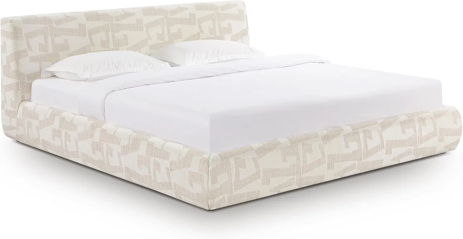 Tov Furniture Isla Cream Jacquard Pattern King Bed