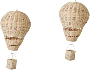 Toyvian 2pcs Rattan Hot Air Balloon Rattan Hot Air Balloon Decor Hot Air Ballons Decoration Baseball Balloon Garland Rattan Woven Wall Decor Decorative Hot Air Balloon Woven Rattan Craft