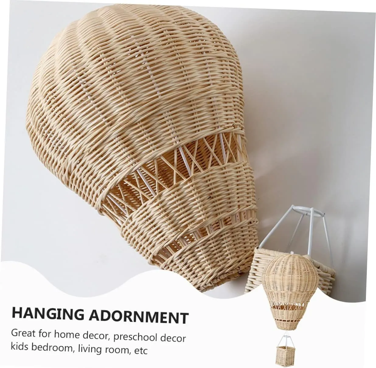 Toyvian 2pcs Rattan Hot Air Balloon Rattan Hot Air Balloon Decor Hot Air Ballons Decoration Baseball Balloon Garland Rattan Woven Wall Decor Decorative Hot Air Balloon Woven Rattan Craft