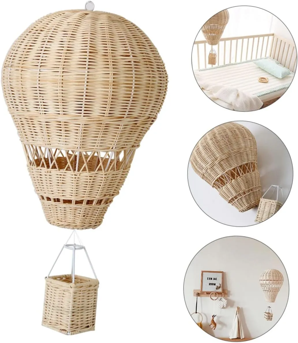 Toyvian 2pcs Rattan Hot Air Balloon Rattan Hot Air Balloon Decor Hot Air Ballons Decoration Baseball Balloon Garland Rattan Woven Wall Decor Decorative Hot Air Balloon Woven Rattan Craft