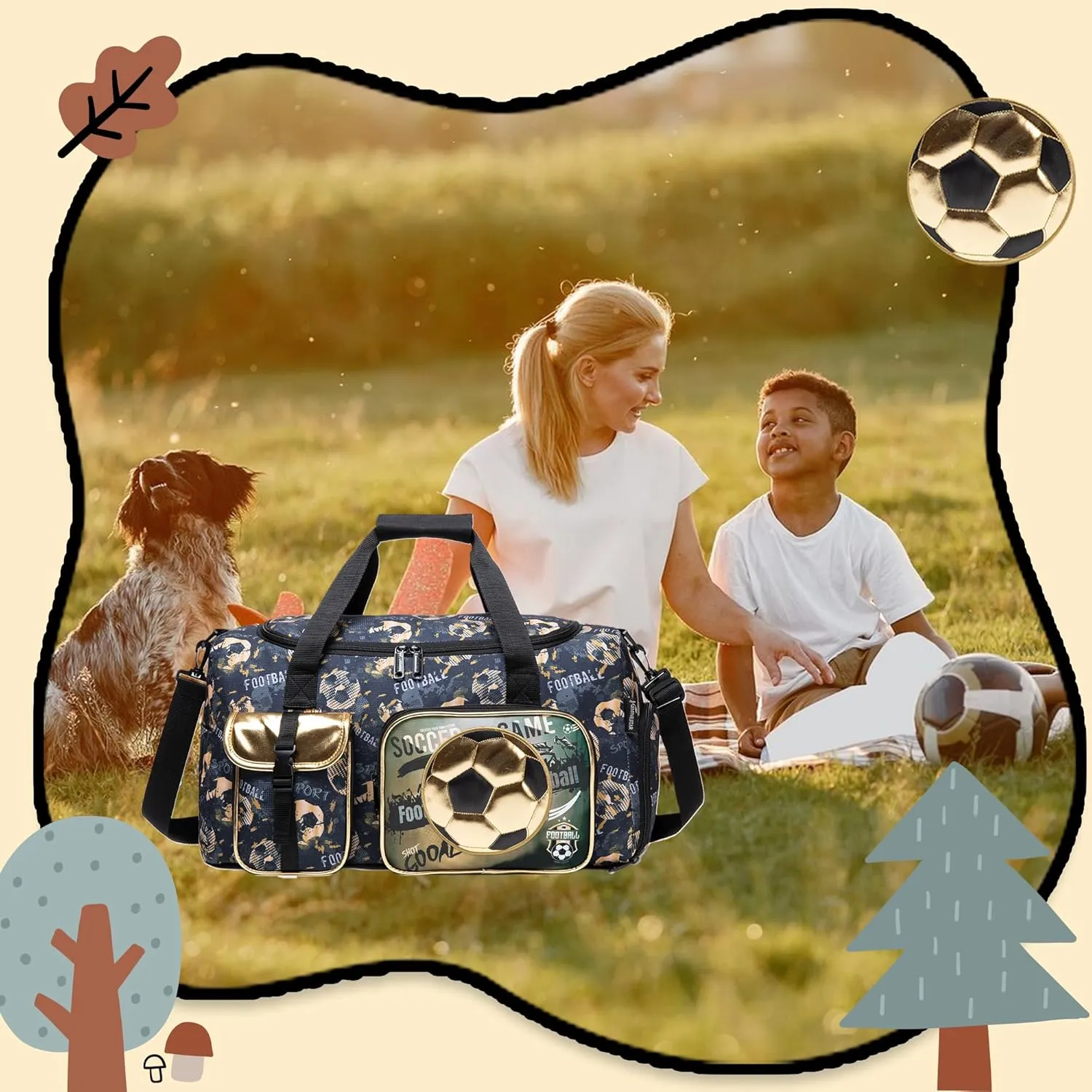 Travel Bag for Kids,Boys Girls Football Duffle Bag Sleepover Bag for Boys Girls,Gym Bag Sports Duffel Bag With Shoe Compartment