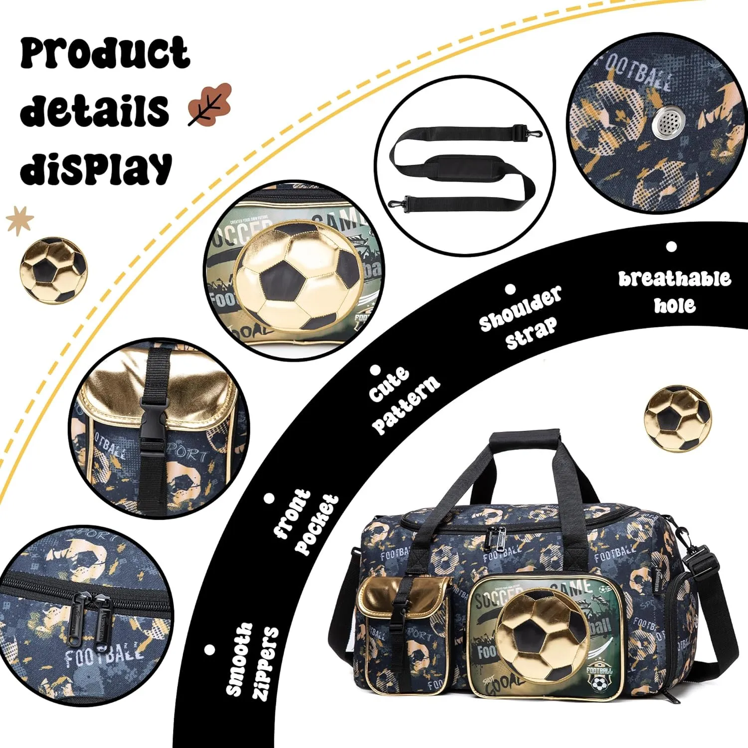 Travel Bag for Kids,Boys Girls Football Duffle Bag Sleepover Bag for Boys Girls,Gym Bag Sports Duffel Bag With Shoe Compartment