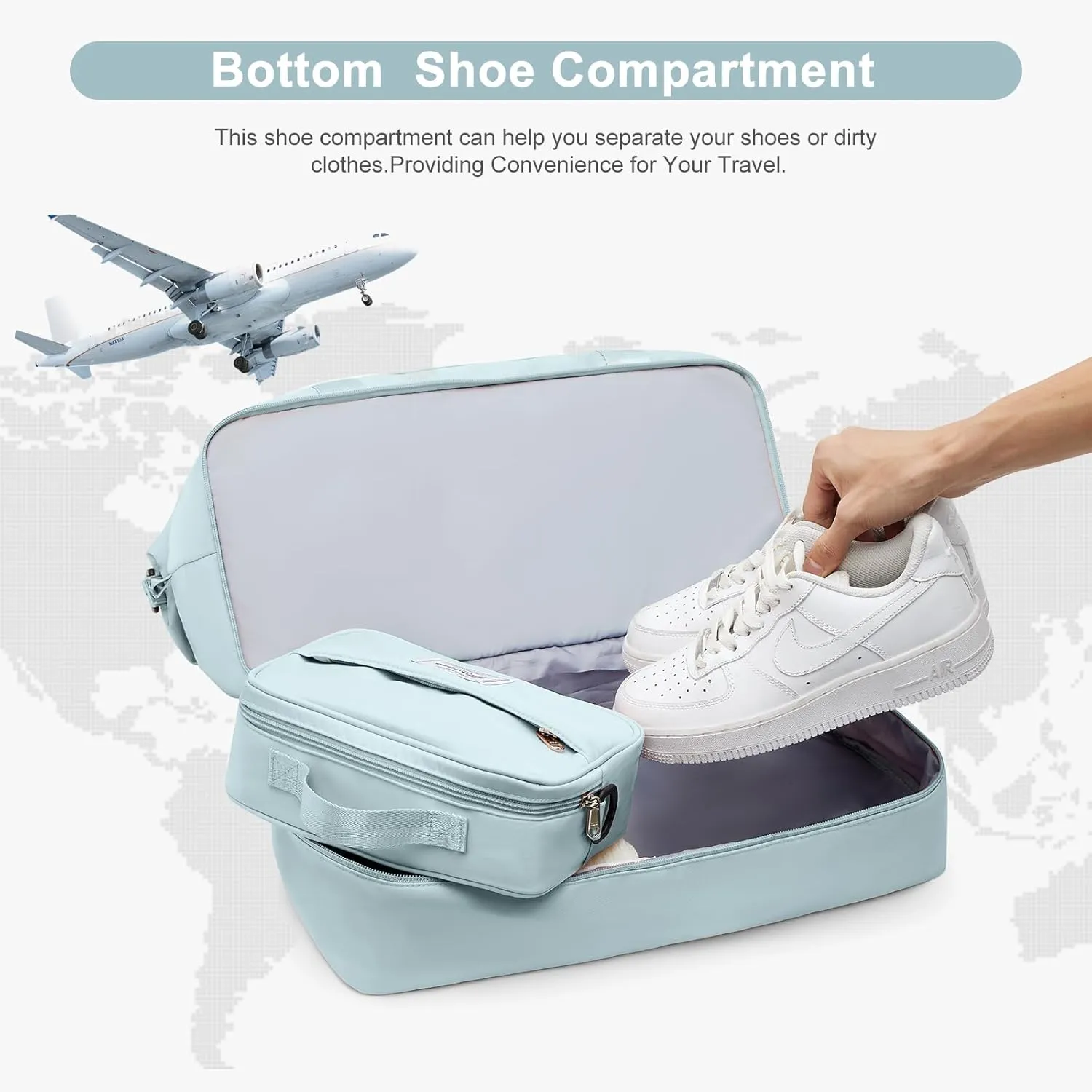 Travel Bag with Shoes Compartment,Weekender Bags for Women Travel,Carry On Duffel Overnight Bag with Trolley Sleeve & Wet Pocket,Travel tote Bag Sports Gym Bag