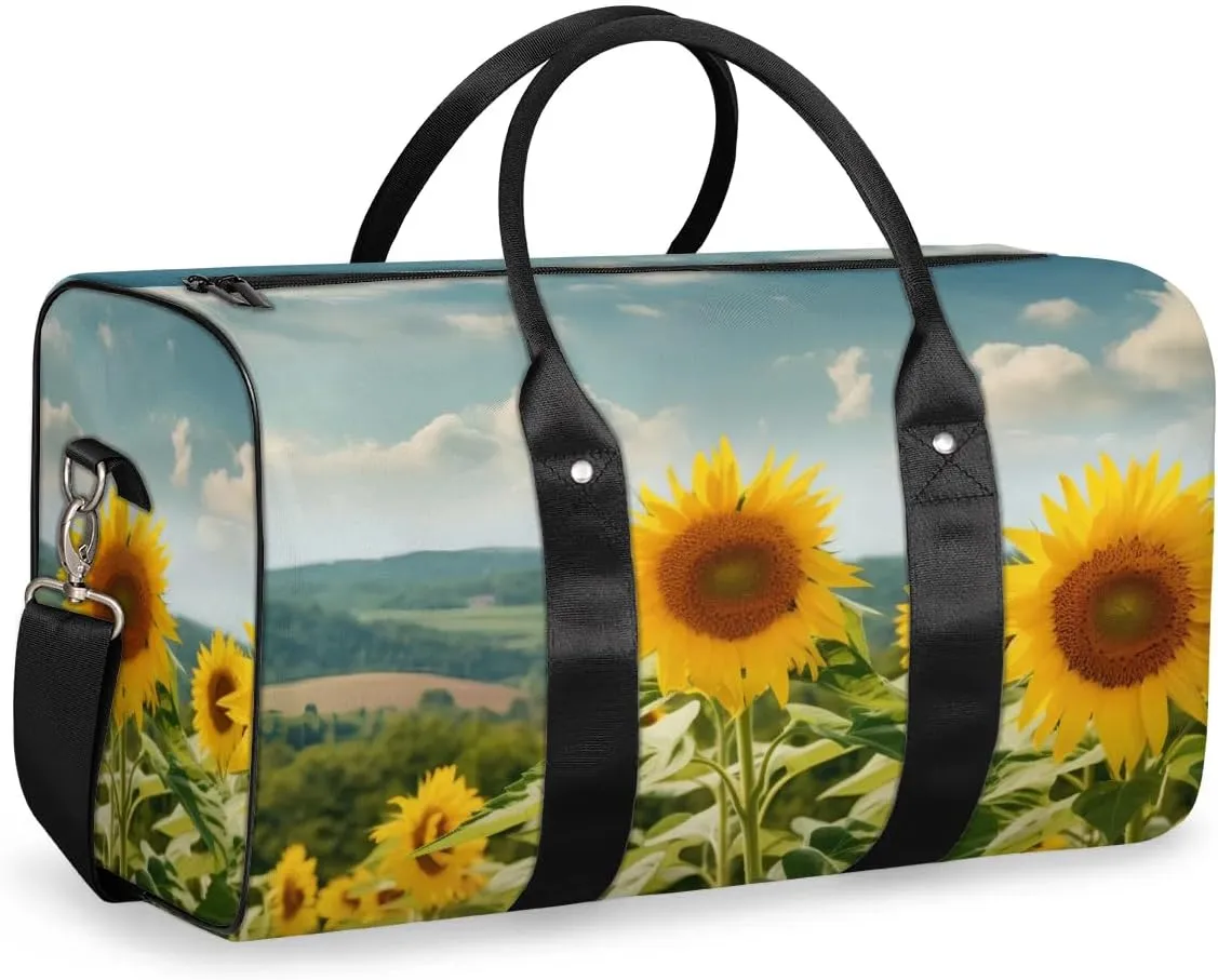 Travel Duffel Bag, Sunflower Flower Floral Sports Tote Gym Bag Foldable Western Aztec Weekender Bag Carry on Luggage Handle Bag Overnight Shoulder Bag for Women Men,A-728