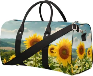 Travel Duffel Bag, Sunflower Flower Floral Sports Tote Gym Bag Foldable Western Aztec Weekender Bag Carry on Luggage Handle Bag Overnight Shoulder Bag for Women Men,A-728