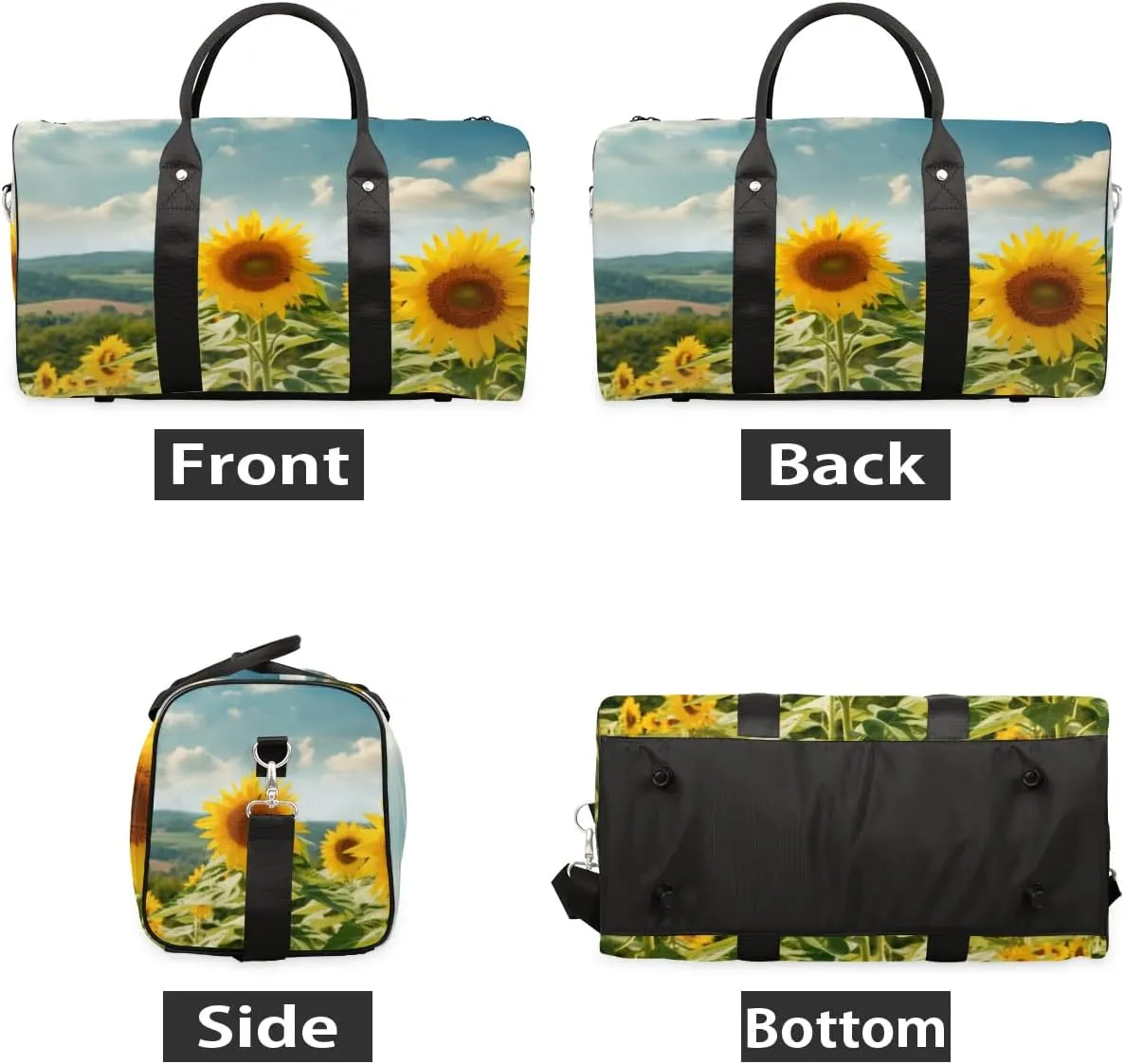 Travel Duffel Bag, Sunflower Flower Floral Sports Tote Gym Bag Foldable Western Aztec Weekender Bag Carry on Luggage Handle Bag Overnight Shoulder Bag for Women Men,A-728