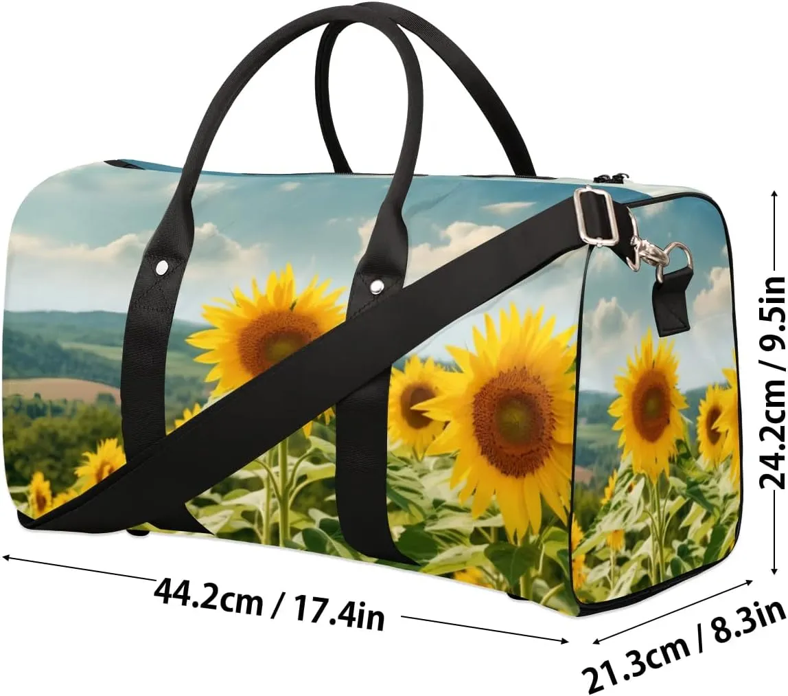 Travel Duffel Bag, Sunflower Flower Floral Sports Tote Gym Bag Foldable Western Aztec Weekender Bag Carry on Luggage Handle Bag Overnight Shoulder Bag for Women Men,A-728