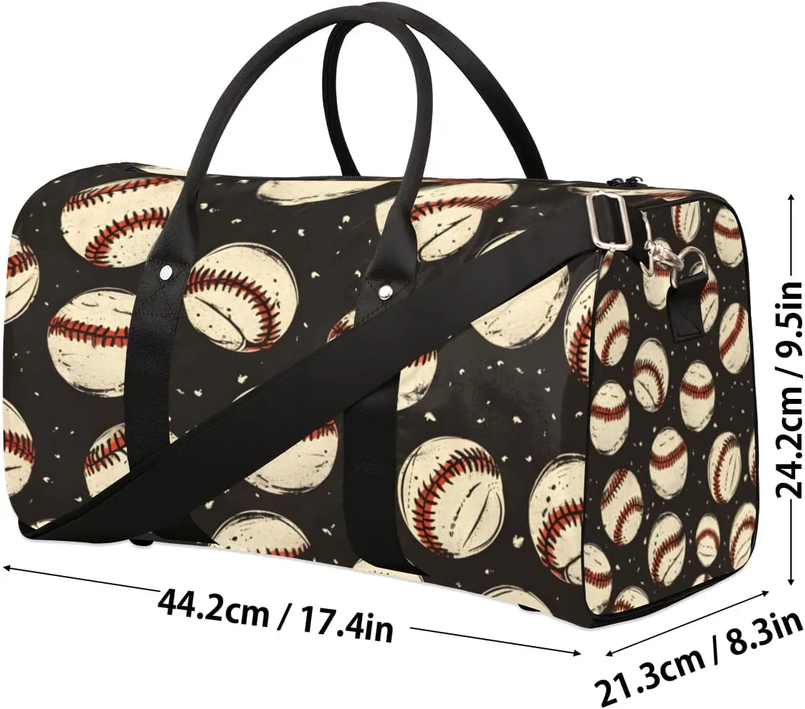 Travel Duffle Bag Baseballs Prints Gym Bags for Men Women Travel Duffel Bags with Adjustable Shoulder Strap Carry On Weekender Bag