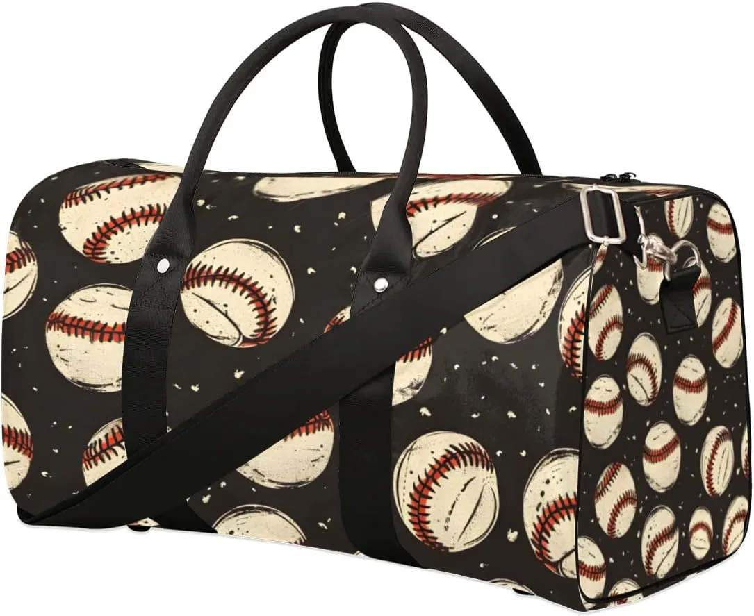 Travel Duffle Bag Baseballs Prints Gym Bags for Men Women Travel Duffel Bags with Adjustable Shoulder Strap Carry On Weekender Bag