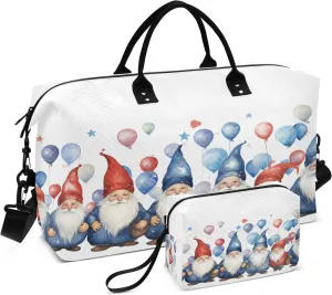 Travel Duffle Bag, Blue Red Dwarf Balloons Gym Bag with Storage Bag Weekender Overnight Bag for Men Women Trip Sports Yoga
