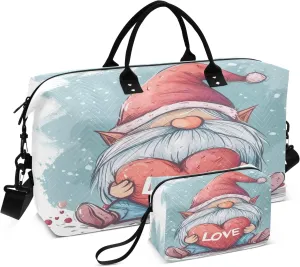 Travel Duffle Bag, Cute Dwarf with Heart Gym Bag with Storage Bag Weekender Overnight Bag for Men Women Trip Sports Yoga