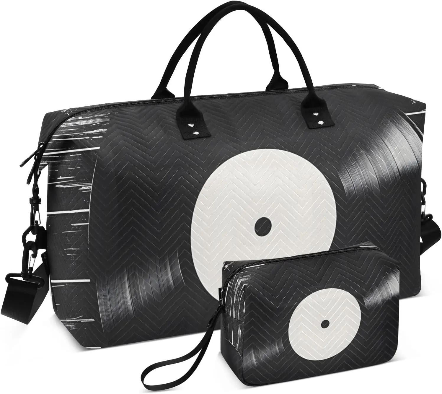 Travel Duffle Bag, Disk Record Gym Bag with Storage Bag Weekender Overnight Bag for Men Women Trip Sports Yoga