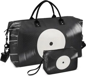 Travel Duffle Bag, Disk Record Gym Bag with Storage Bag Weekender Overnight Bag for Men Women Trip Sports Yoga