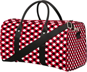 Travel Duffle Bag Geometry Red Black Sports Gym Bags for Women Men Weekender Overnight Bags Waterproof Carry On Tote Bag Workout Bag for Dance Swimming Yoga Hospital