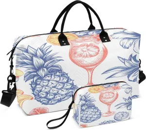 Travel Duffle Bag, Pineapple Juice Gym Bag with Storage Bag Weekender Overnight Bag for Men Women Trip Sports Yoga
