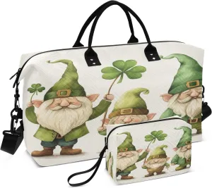 Travel Duffle Bag, Saint Patrick's Day Gnome9 Gym Bag with Storage Bag Weekender Overnight Bag for Men Women Trip Sports Yoga