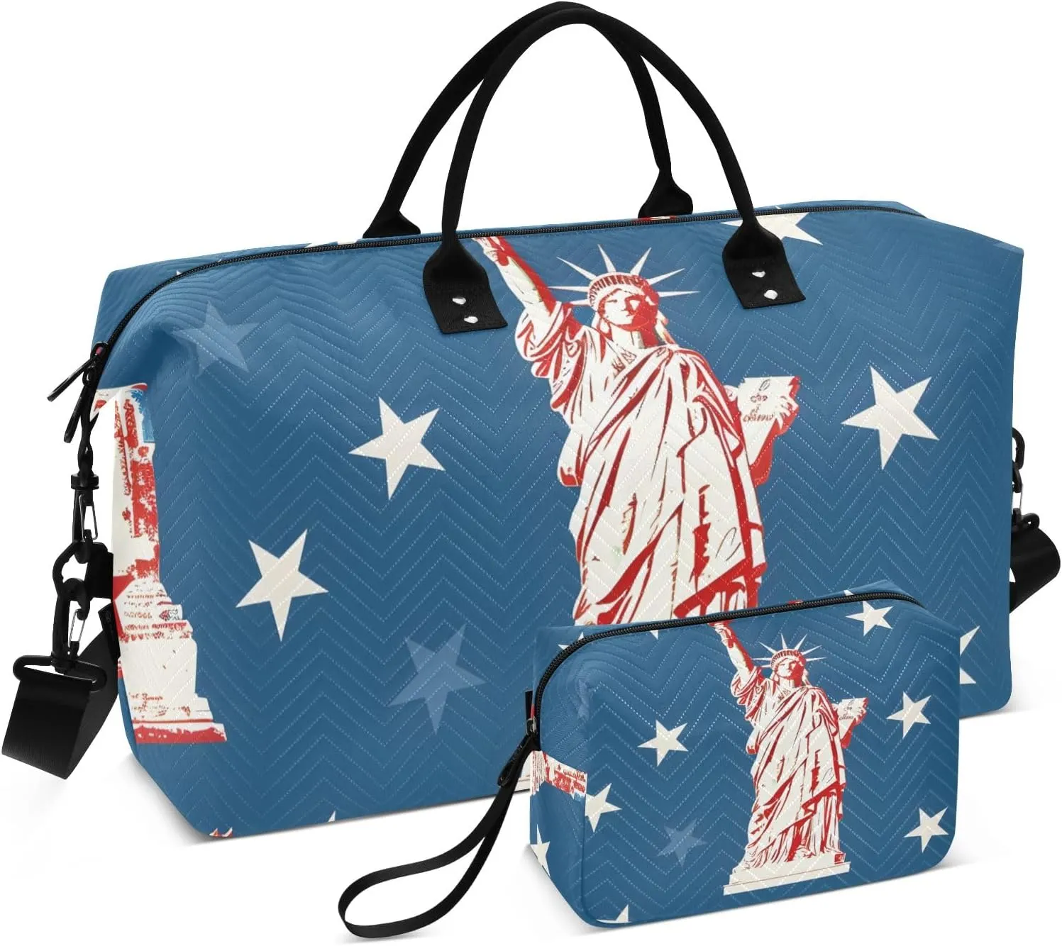 Travel Duffle Bag, The Statue Of Liberty Gym Bag with Storage Bag Weekender Overnight Bag for Men Women Trip Sports Yoga