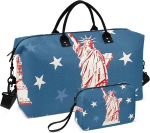 Travel Duffle Bag, The Statue Of Liberty Gym Bag with Storage Bag Weekender Overnight Bag for Men Women Trip Sports Yoga