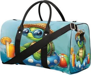 Travel Duffle Bag Turtle Ocean Summer Animal Sports Gym Bags for Women Men Weekender Overnight Bags Waterproof Carry On Tote Bag Workout Bag for Dance Swimming Yoga Hospital