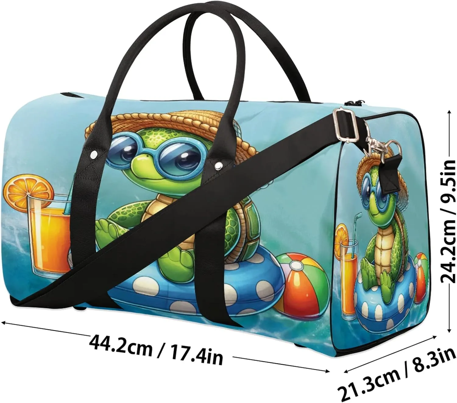 Travel Duffle Bag Turtle Ocean Summer Animal Sports Gym Bags for Women Men Weekender Overnight Bags Waterproof Carry On Tote Bag Workout Bag for Dance Swimming Yoga Hospital