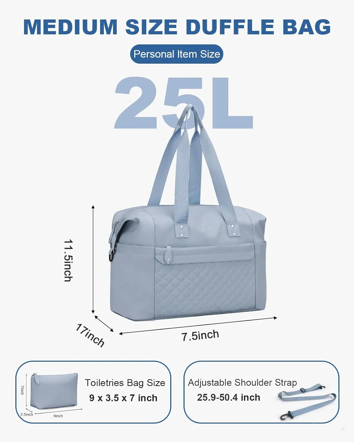 Travel Duffle Bag, Waterproof Weekender Overnight Hospital Bags for Women Men with Toiletry Bag Lightweight Carry on Personal Item Duffle Gym Bag for Travel, Airplanes, Sports