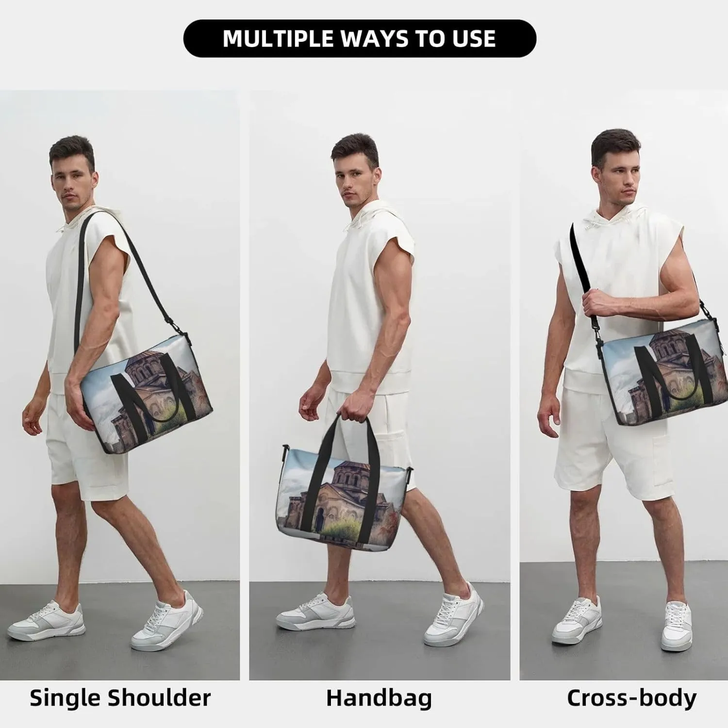 Travel Duffle Bag Weekender Bags for Men Women Adjustable Large Capacity Weekender Overnight Bag Carry On Tote Bags Waterproof Sport Gym Bag for Travel Yoga, Armenian Church, One Size
