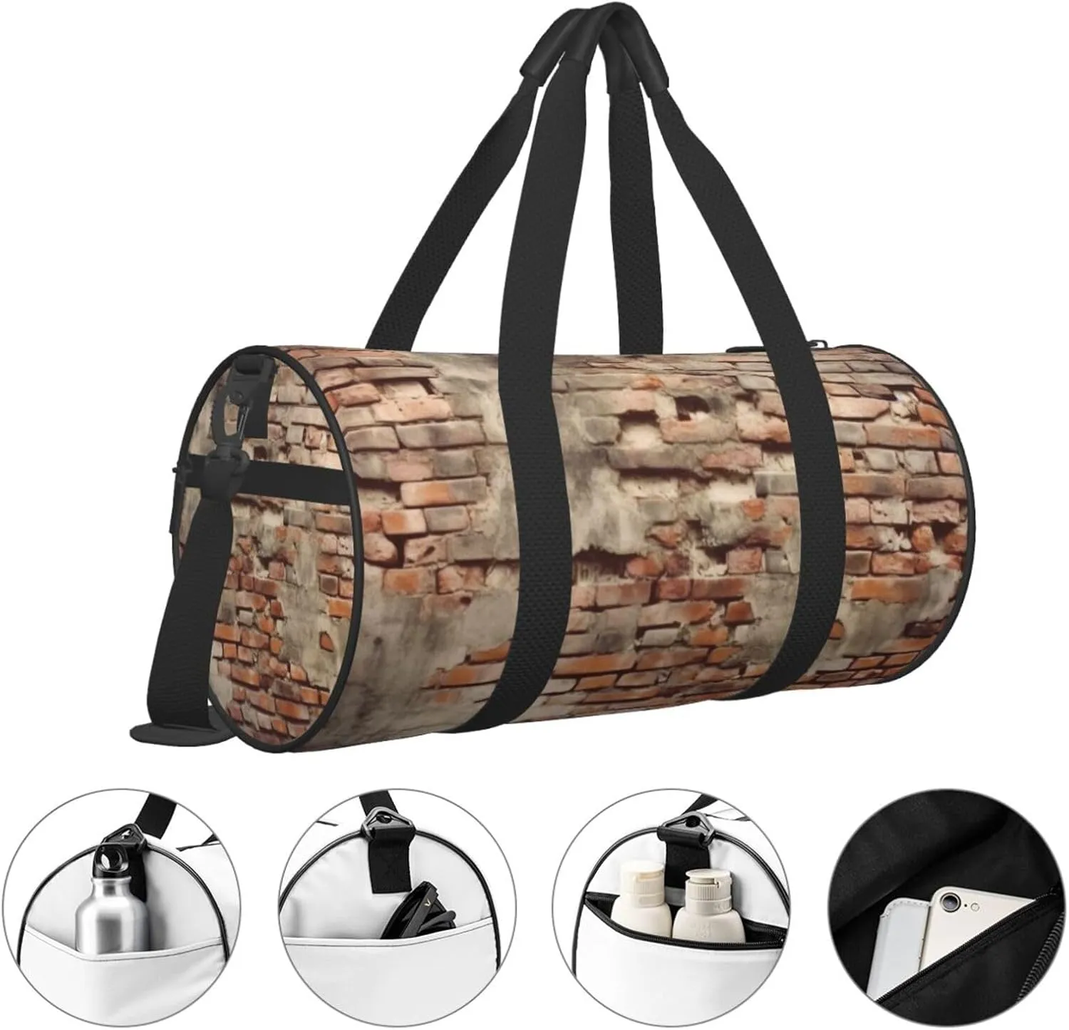 Travel Duffle Bag Weekender Bags For Men Women With Shoe Compartment Large Capacity Weekender Overnight Bag Ancient Worn Brick Wall Carry On Tote Bags Sport Gym Bag For Travel Yoga