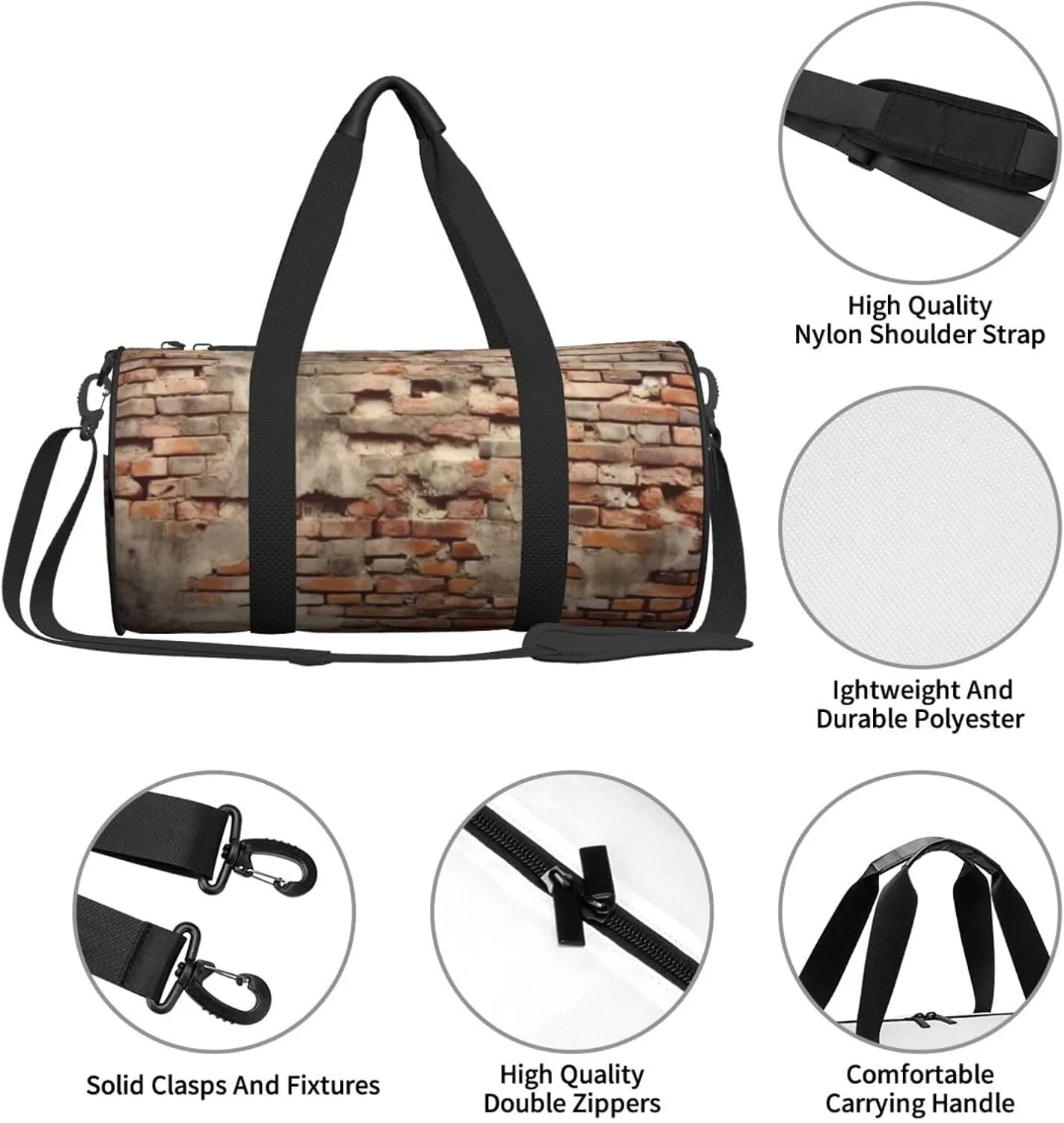 Travel Duffle Bag Weekender Bags For Men Women With Shoe Compartment Large Capacity Weekender Overnight Bag Ancient Worn Brick Wall Carry On Tote Bags Sport Gym Bag For Travel Yoga