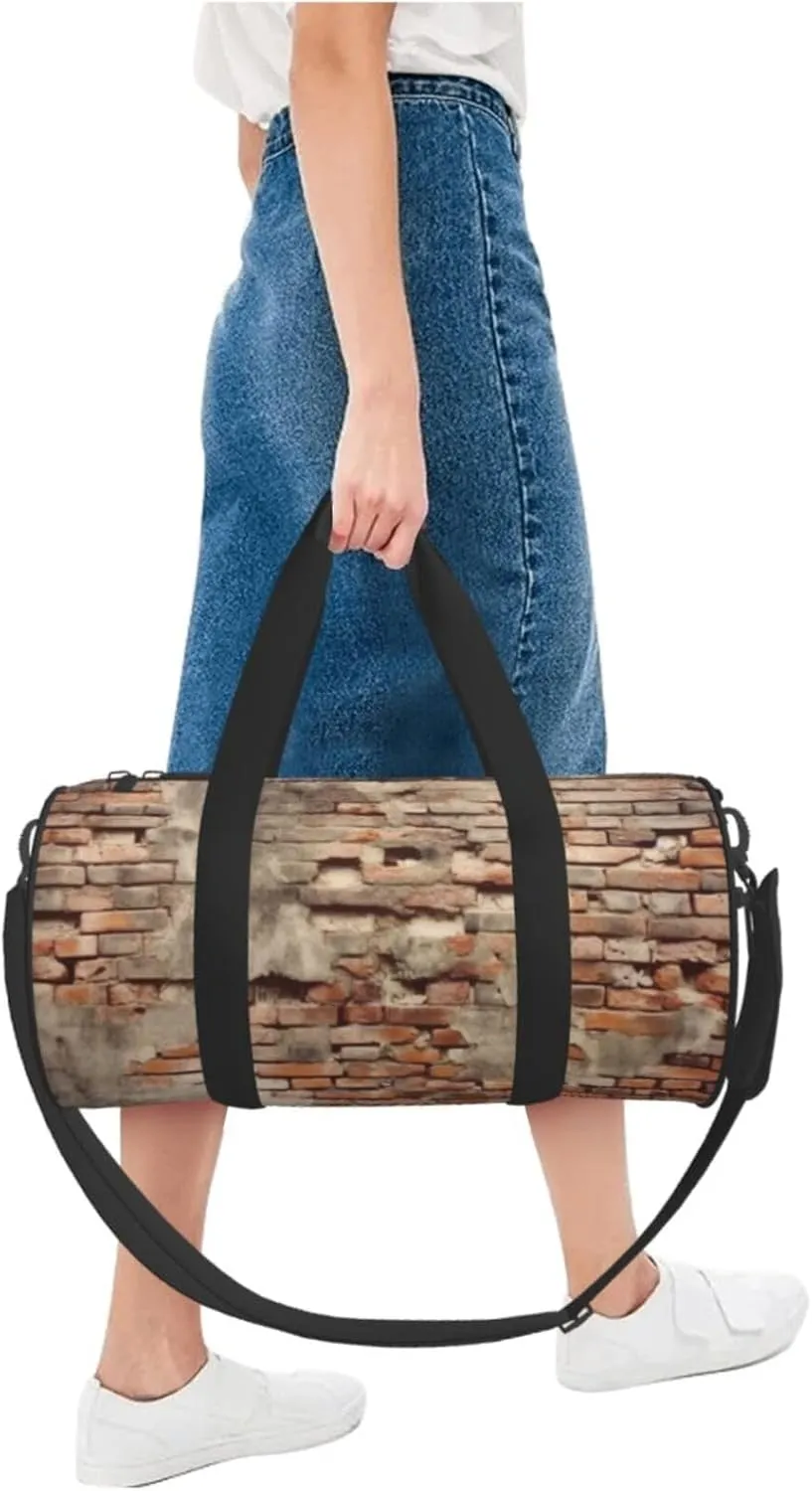 Travel Duffle Bag Weekender Bags For Men Women With Shoe Compartment Large Capacity Weekender Overnight Bag Ancient Worn Brick Wall Carry On Tote Bags Sport Gym Bag For Travel Yoga