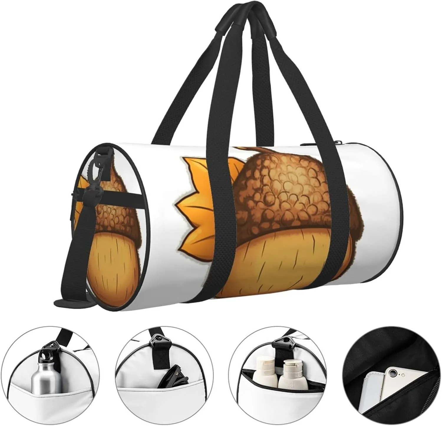 Travel Duffle Bag Weekender Bags for Men Women with Shoe Compartment Large Capacity Weekender Overnight Bag Cartoon Acorn Carry On Tote Bags Sport Gym Bag for Travel Yoga