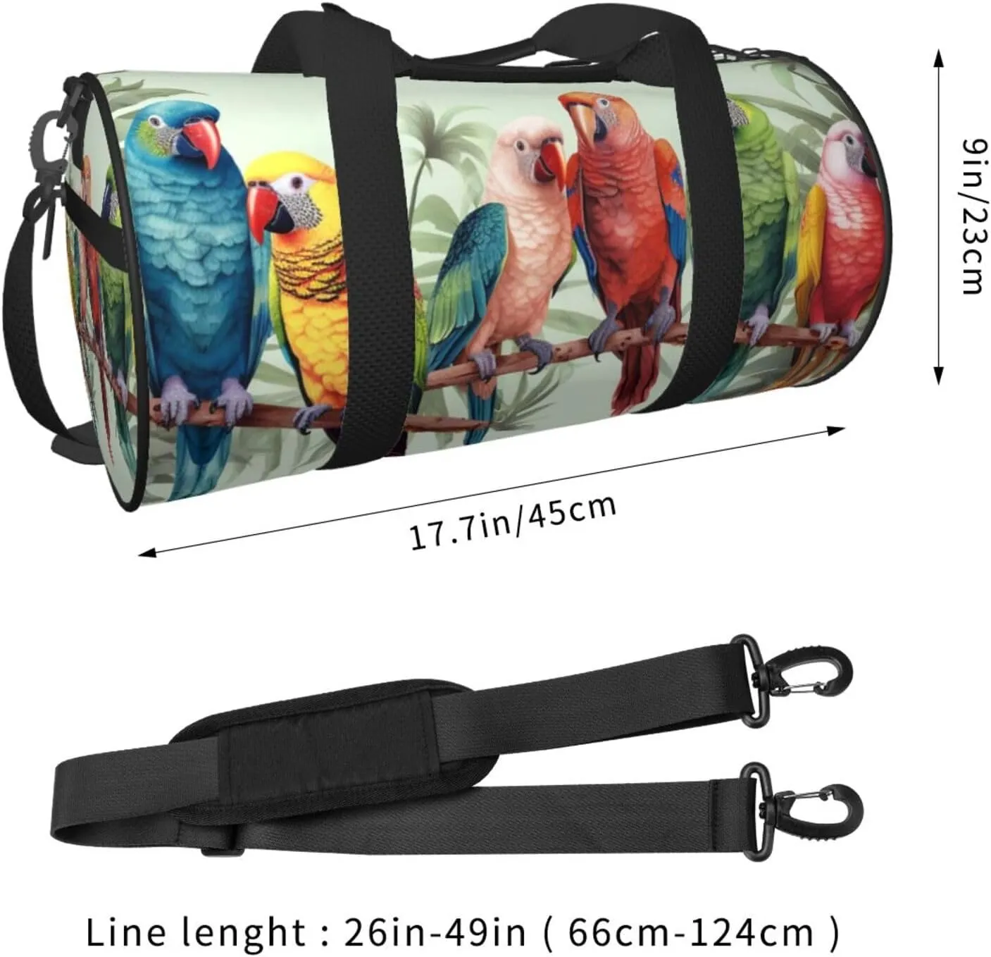 Travel Duffle Bag Weekender Bags for Men Women with Shoe Compartment Large Capacity Weekender Overnight Bag Colorful Parrots On Tree Carry On Tote Bags Sport Gym Bag for Travel Yoga