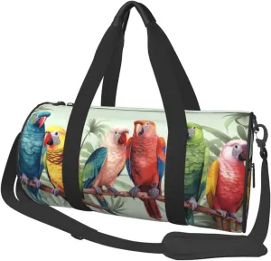 Travel Duffle Bag Weekender Bags for Men Women with Shoe Compartment Large Capacity Weekender Overnight Bag Colorful Parrots On Tree Carry On Tote Bags Sport Gym Bag for Travel Yoga