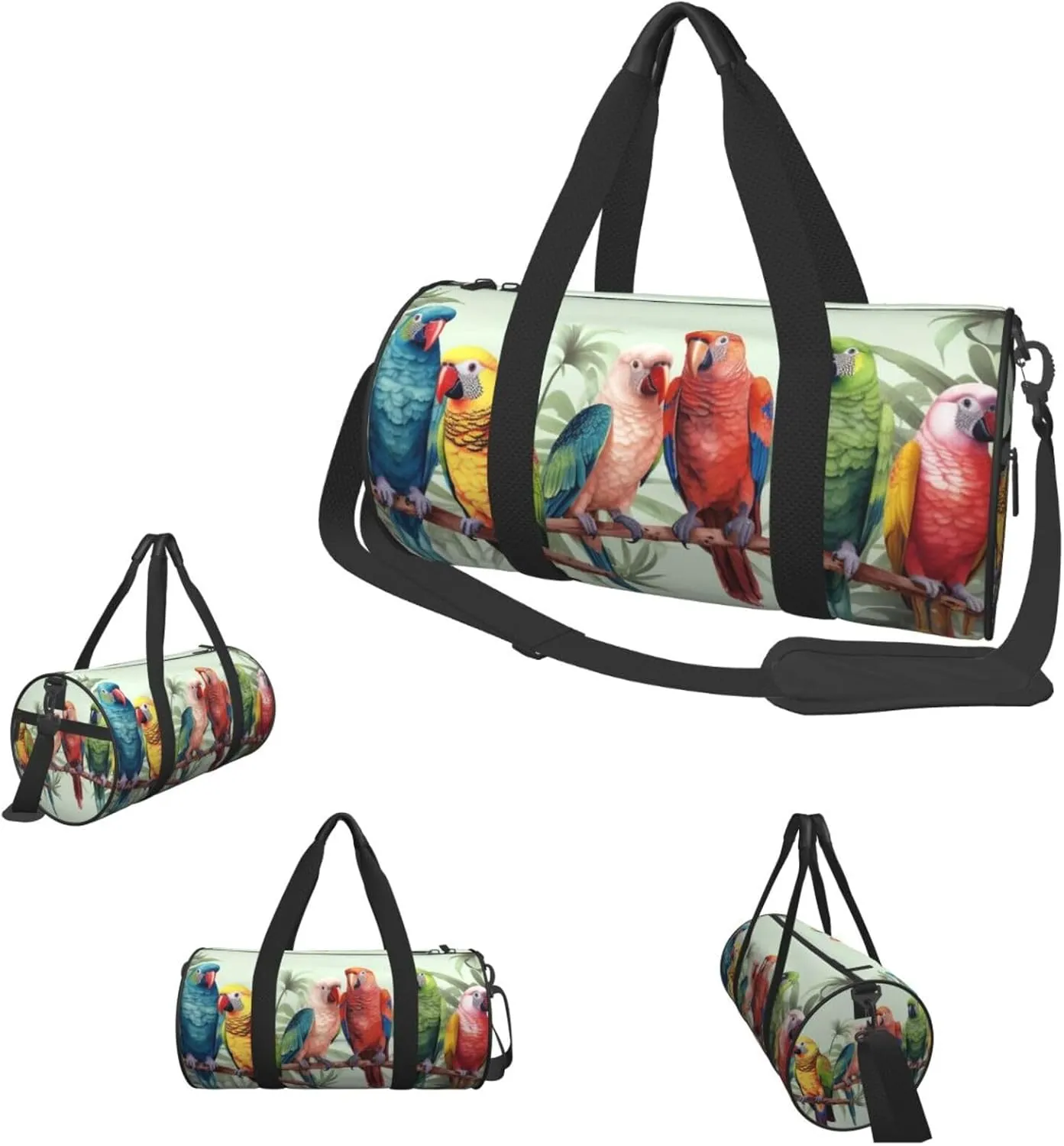 Travel Duffle Bag Weekender Bags for Men Women with Shoe Compartment Large Capacity Weekender Overnight Bag Colorful Parrots On Tree Carry On Tote Bags Sport Gym Bag for Travel Yoga