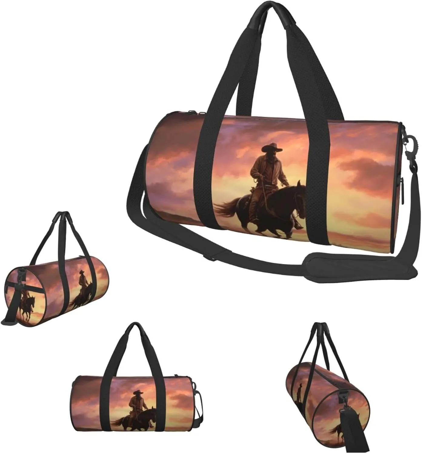 Travel Duffle Bag Weekender Bags For Men Women With Shoe Compartment Large Capacity Weekender Overnight Bag Cowboy West Carry On Tote Bags Sport Gym Bag For Travel Yoga