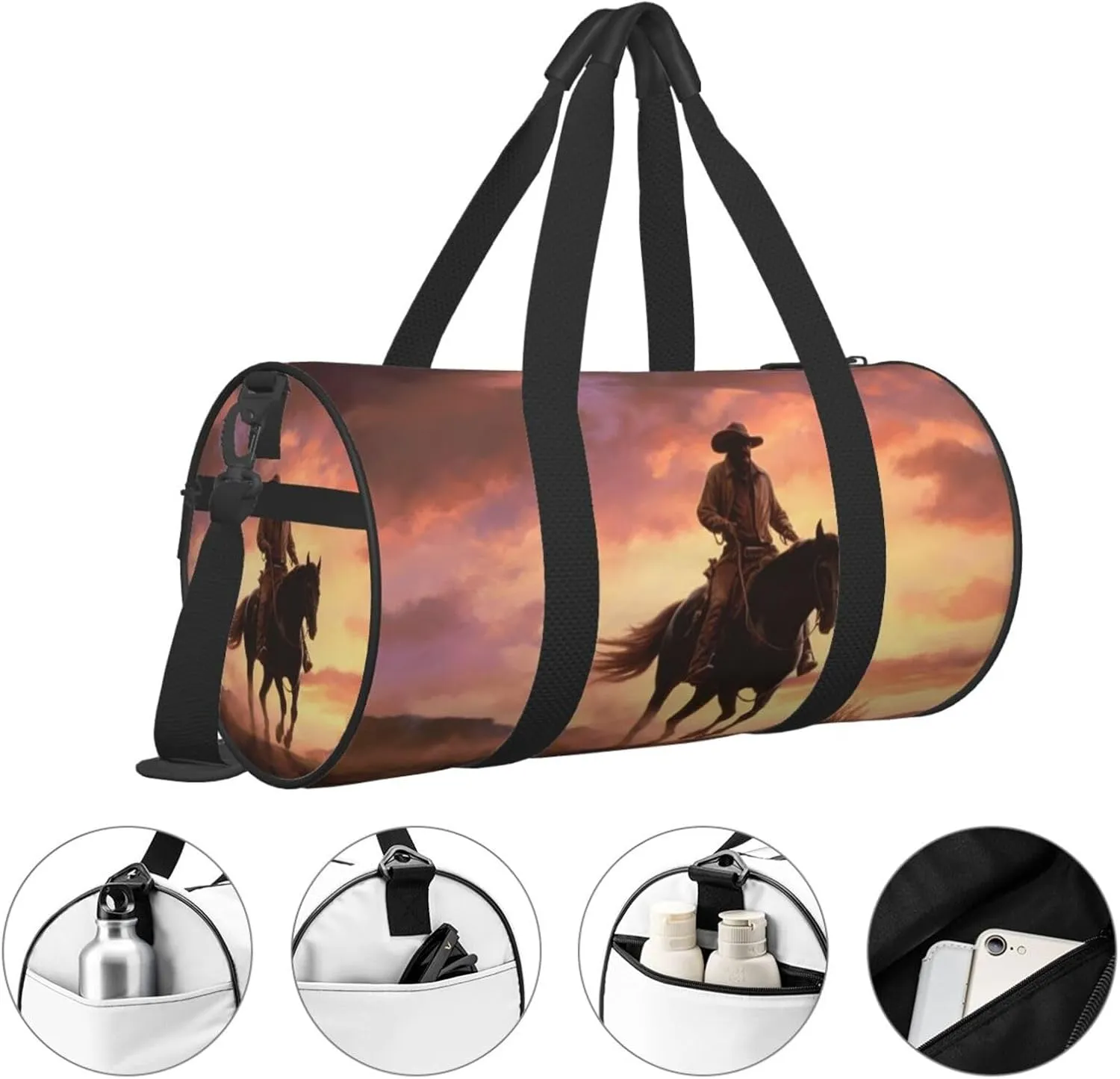 Travel Duffle Bag Weekender Bags For Men Women With Shoe Compartment Large Capacity Weekender Overnight Bag Cowboy West Carry On Tote Bags Sport Gym Bag For Travel Yoga