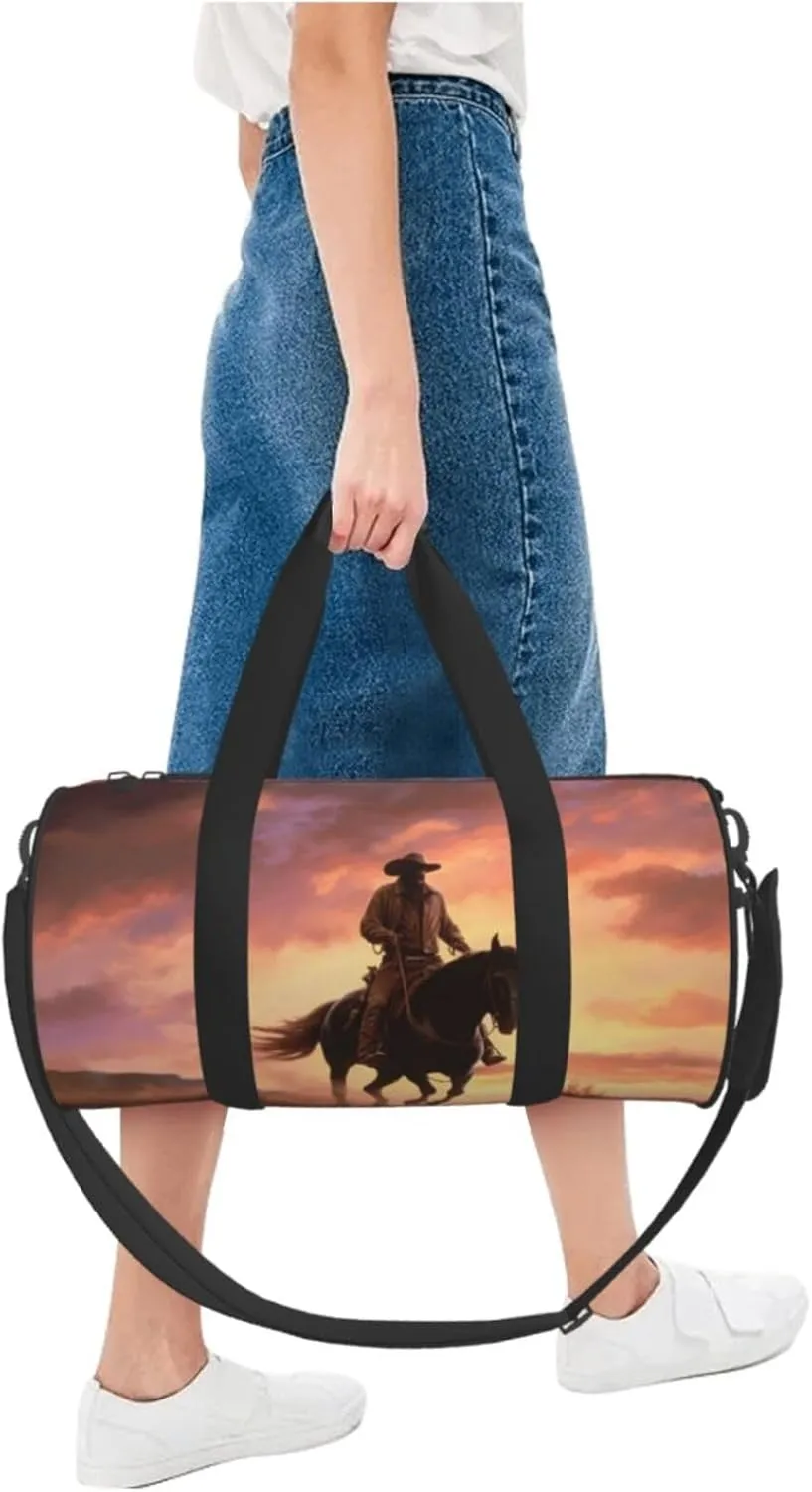 Travel Duffle Bag Weekender Bags For Men Women With Shoe Compartment Large Capacity Weekender Overnight Bag Cowboy West Carry On Tote Bags Sport Gym Bag For Travel Yoga