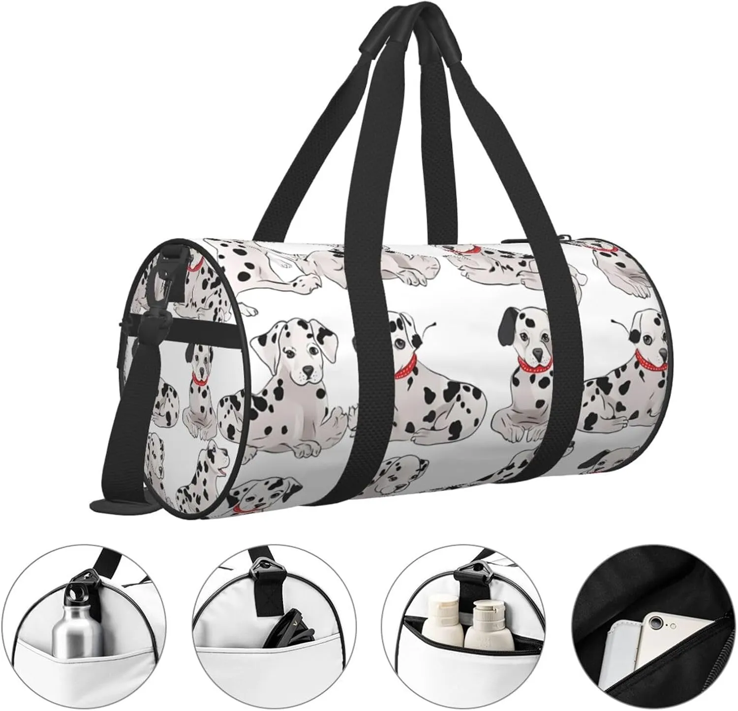 Travel Duffle Bag Weekender Bags For Men Women With Shoe Compartment Large Capacity Weekender Overnight Bag Cute Dalmatian Carry On Tote Bags Sport Gym Bag For Travel Yoga