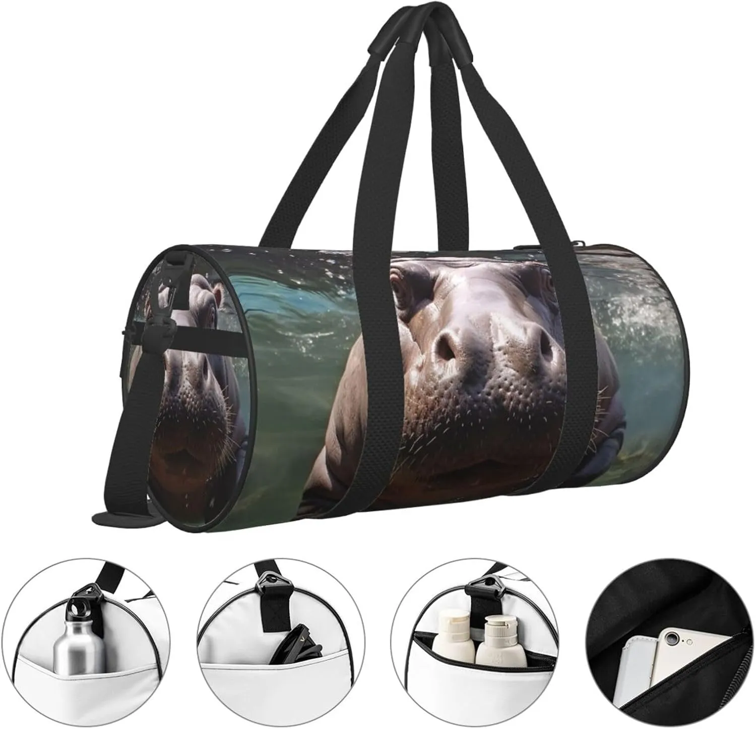 Travel Duffle Bag Weekender Bags For Men Women With Shoe Compartment Large Capacity Weekender Overnight Bag Diving Hippo Carry On Tote Bags Sport Gym Bag For Travel Yoga