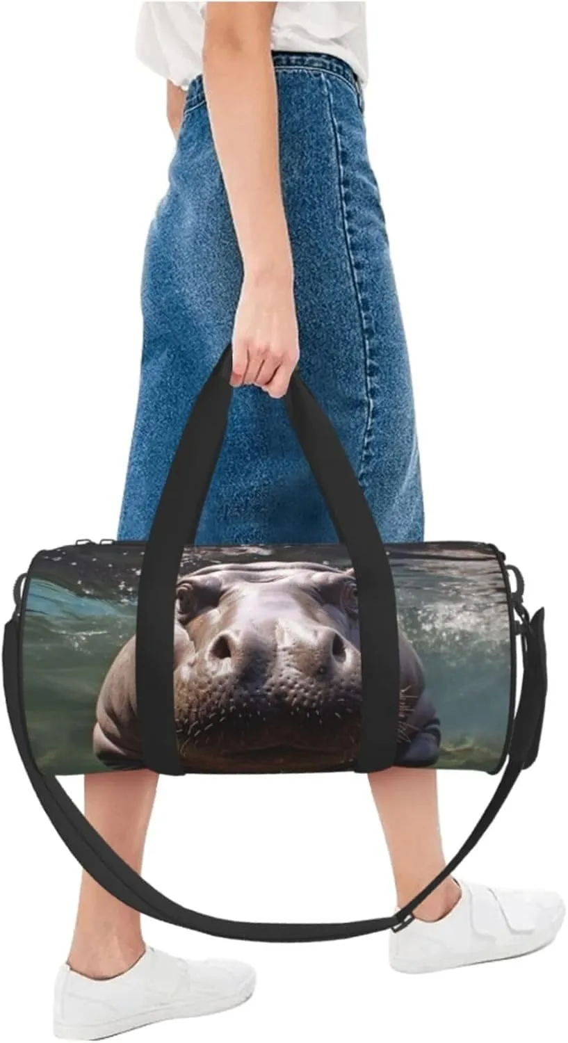 Travel Duffle Bag Weekender Bags For Men Women With Shoe Compartment Large Capacity Weekender Overnight Bag Diving Hippo Carry On Tote Bags Sport Gym Bag For Travel Yoga