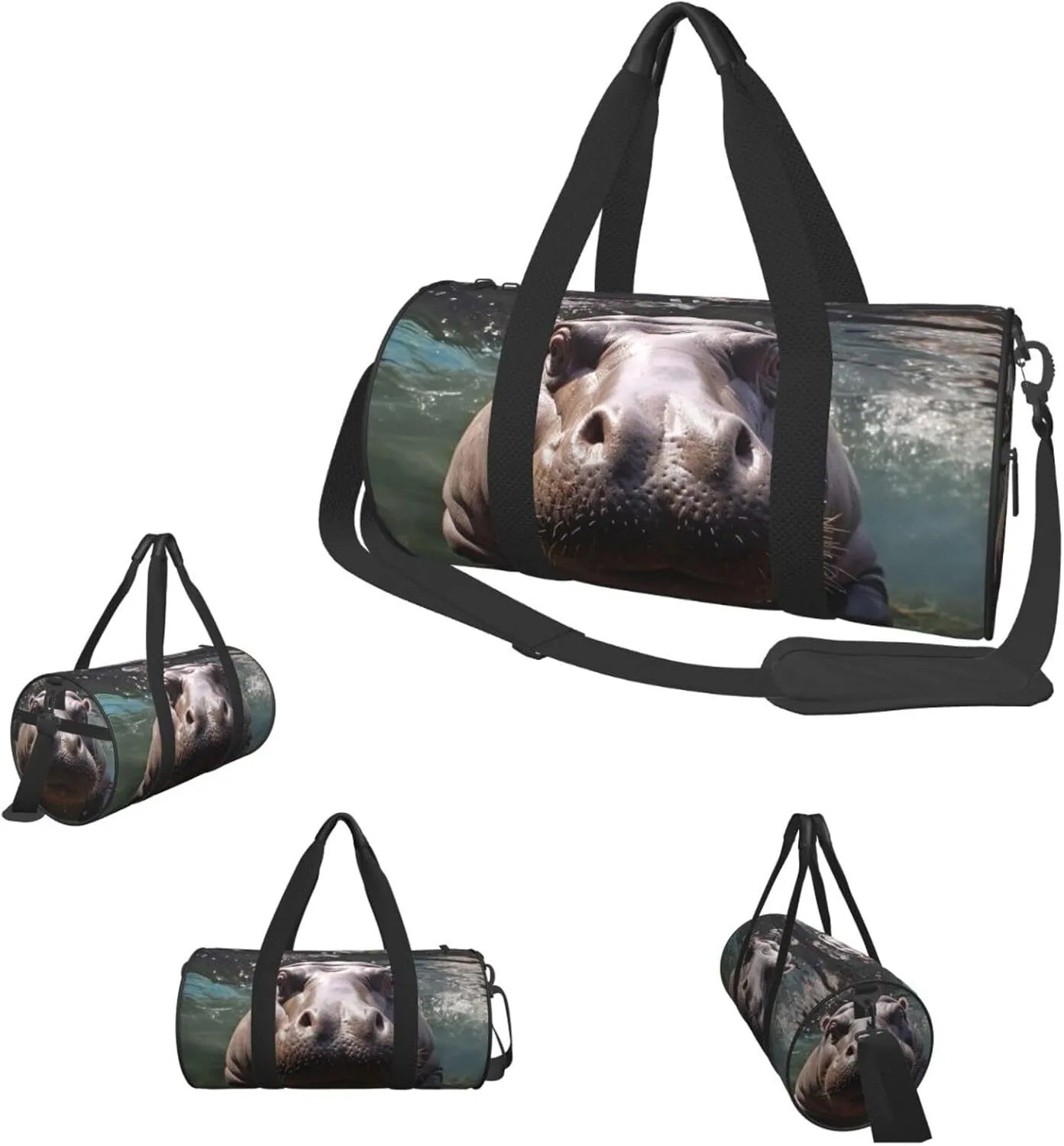 Travel Duffle Bag Weekender Bags For Men Women With Shoe Compartment Large Capacity Weekender Overnight Bag Diving Hippo Carry On Tote Bags Sport Gym Bag For Travel Yoga