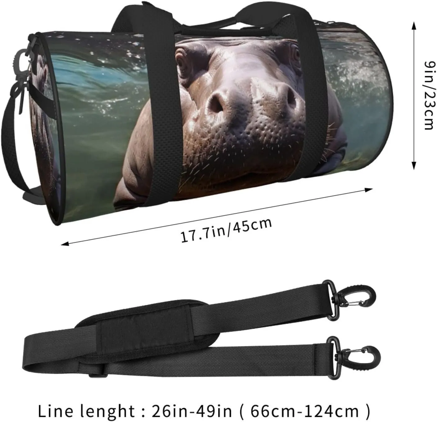 Travel Duffle Bag Weekender Bags For Men Women With Shoe Compartment Large Capacity Weekender Overnight Bag Diving Hippo Carry On Tote Bags Sport Gym Bag For Travel Yoga