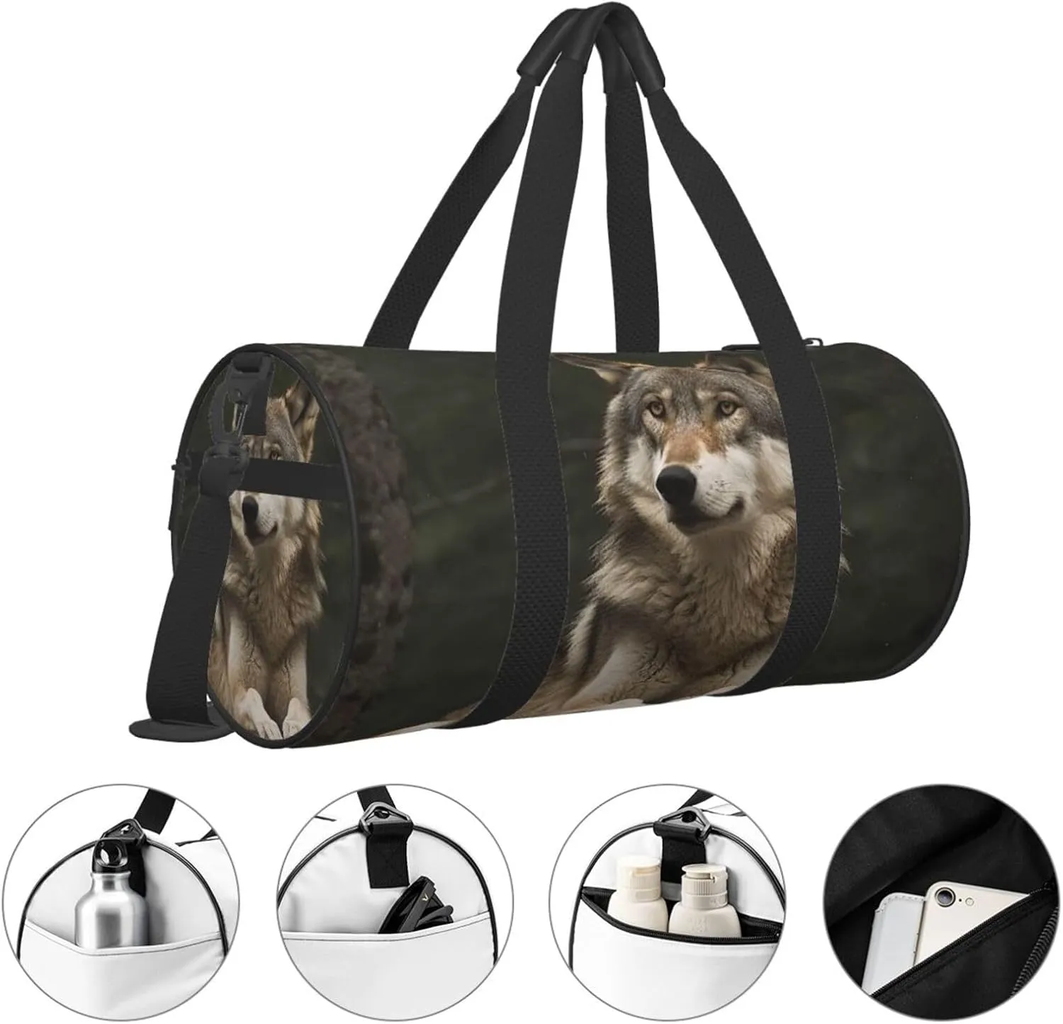 Travel Duffle Bag Weekender Bags For Men Women With Shoe Compartment Large Capacity Weekender Overnight Bag Gray Wolf Carry On Tote Bags Sport Gym Bag For Travel Yoga