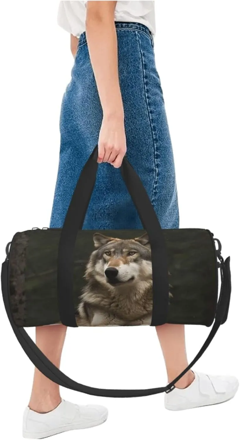Travel Duffle Bag Weekender Bags For Men Women With Shoe Compartment Large Capacity Weekender Overnight Bag Gray Wolf Carry On Tote Bags Sport Gym Bag For Travel Yoga
