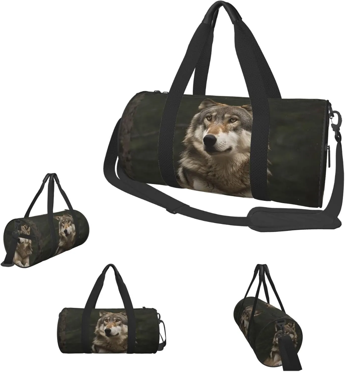 Travel Duffle Bag Weekender Bags For Men Women With Shoe Compartment Large Capacity Weekender Overnight Bag Gray Wolf Carry On Tote Bags Sport Gym Bag For Travel Yoga