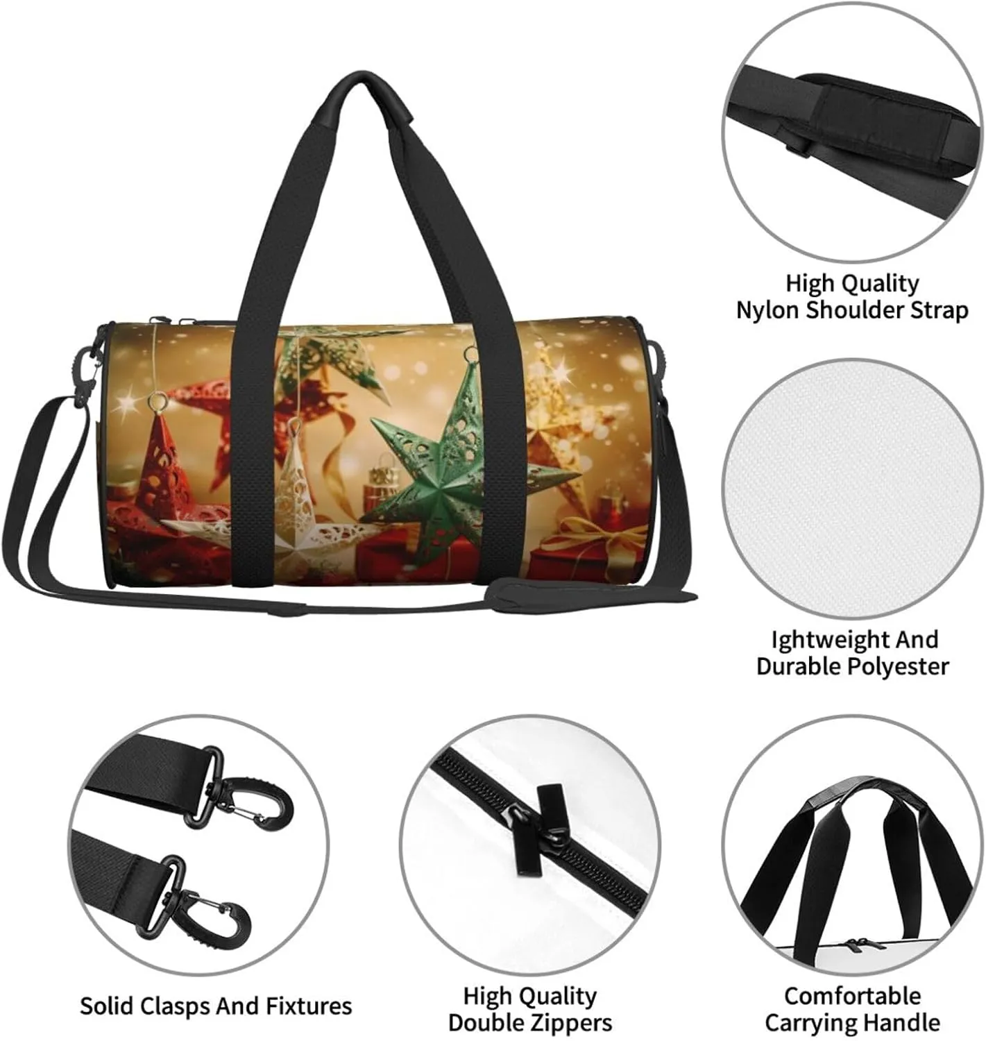 Travel Duffle Bag Weekender Bags For Men Women With Shoe Compartment Large Capacity Weekender Overnight Bag Holiday Christmas Stars Carry On Tote Bags Sport Gym Bag For Travel Yoga