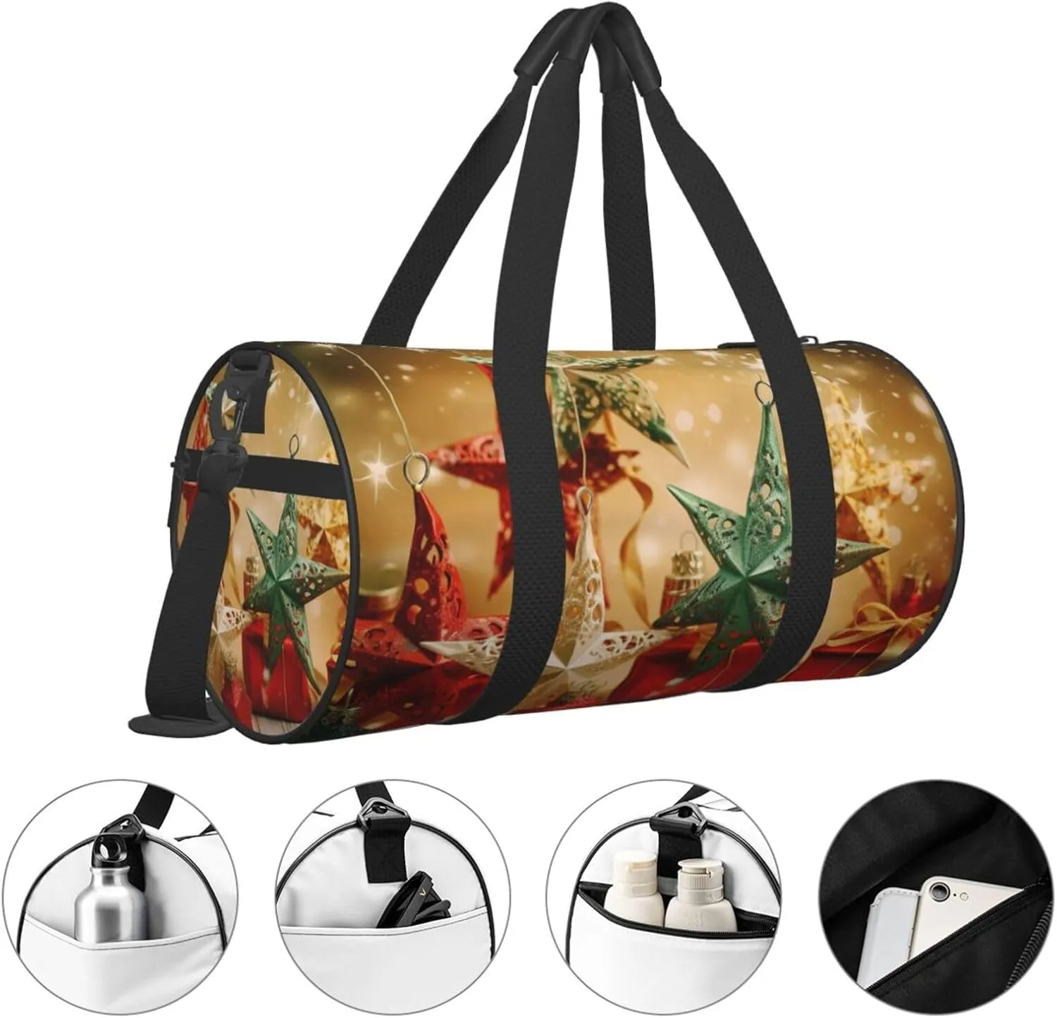Travel Duffle Bag Weekender Bags For Men Women With Shoe Compartment Large Capacity Weekender Overnight Bag Holiday Christmas Stars Carry On Tote Bags Sport Gym Bag For Travel Yoga