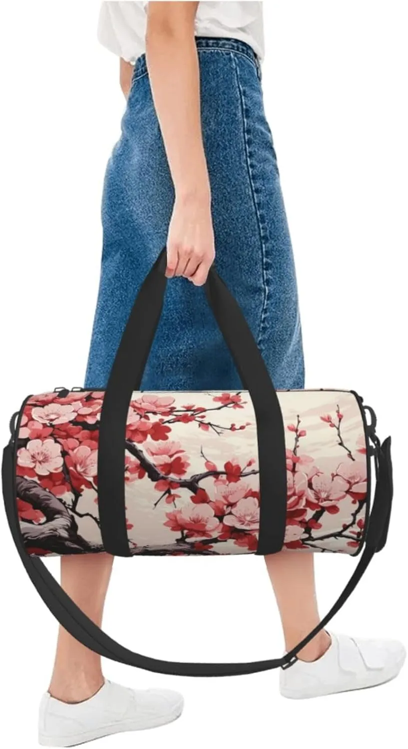 Travel Duffle Bag Weekender Bags For Men Women With Shoe Compartment Large Capacity Weekender Overnight Bag Japanese Floral Cherry Blossom Carry On Tote Bags Sport Gym Bag For Travel Yoga
