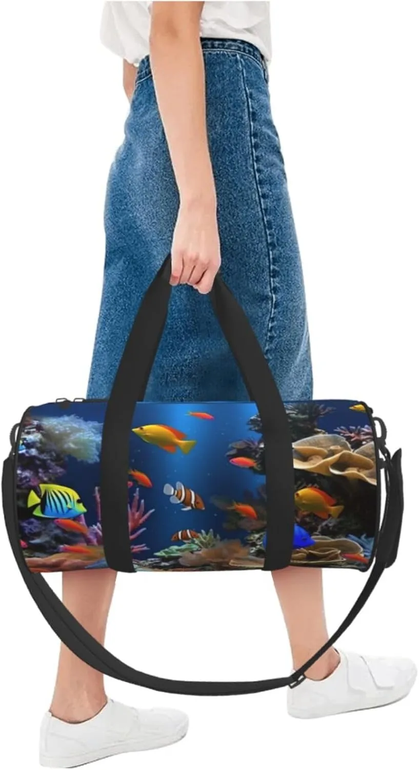 Travel Duffle Bag Weekender Bags For Men Women With Shoe Compartment Large Capacity Weekender Overnight Bag Marine Life Carry On Tote Bags Sport Gym Bag For Travel Yoga