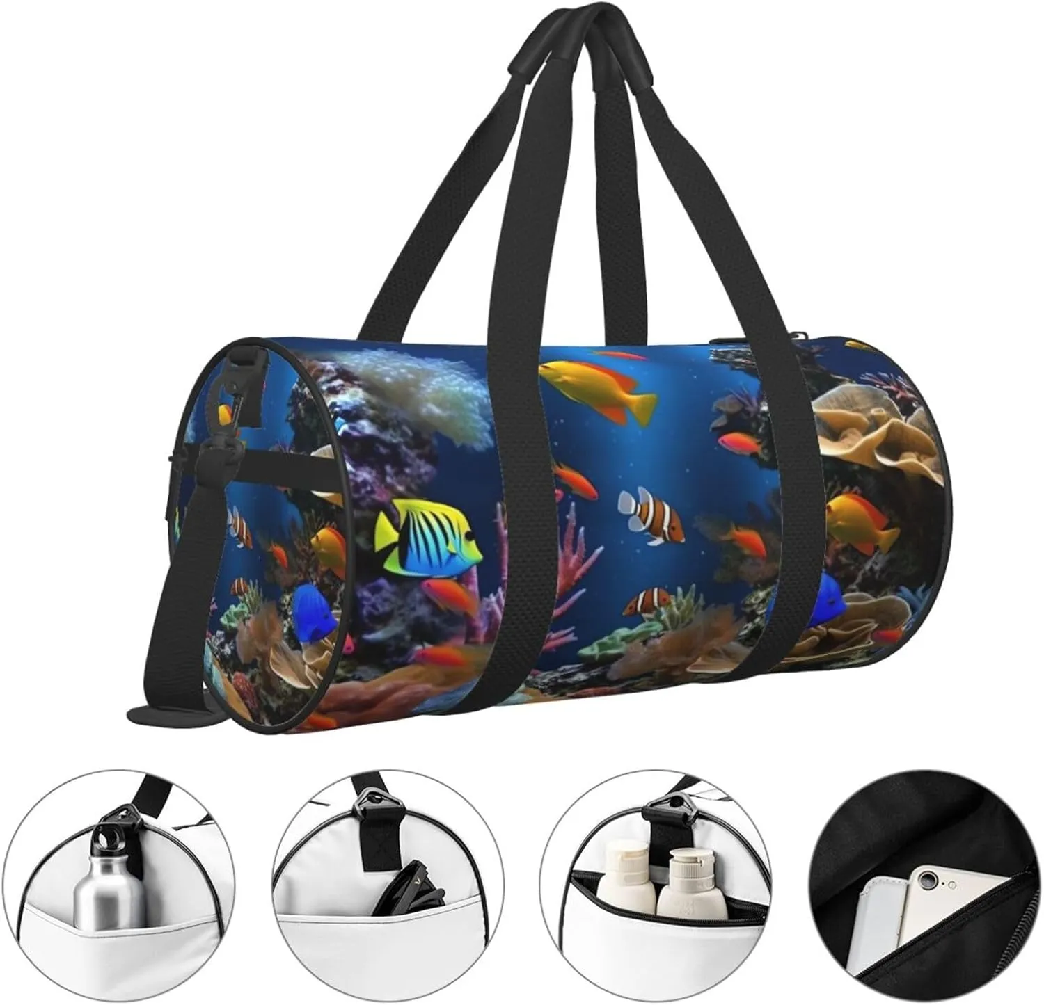Travel Duffle Bag Weekender Bags For Men Women With Shoe Compartment Large Capacity Weekender Overnight Bag Marine Life Carry On Tote Bags Sport Gym Bag For Travel Yoga